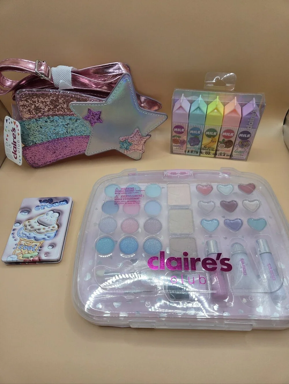 Claire's Pink Glitter Shooting Star Girls Crossbody Bag Bundle